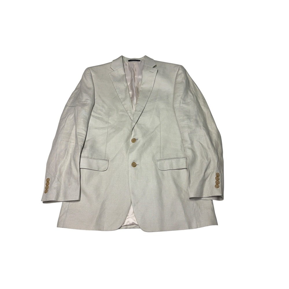 Lauren Ralph Lauren Mens 40L Linen Blazer Beige 2 Button Sport Coat Jacket